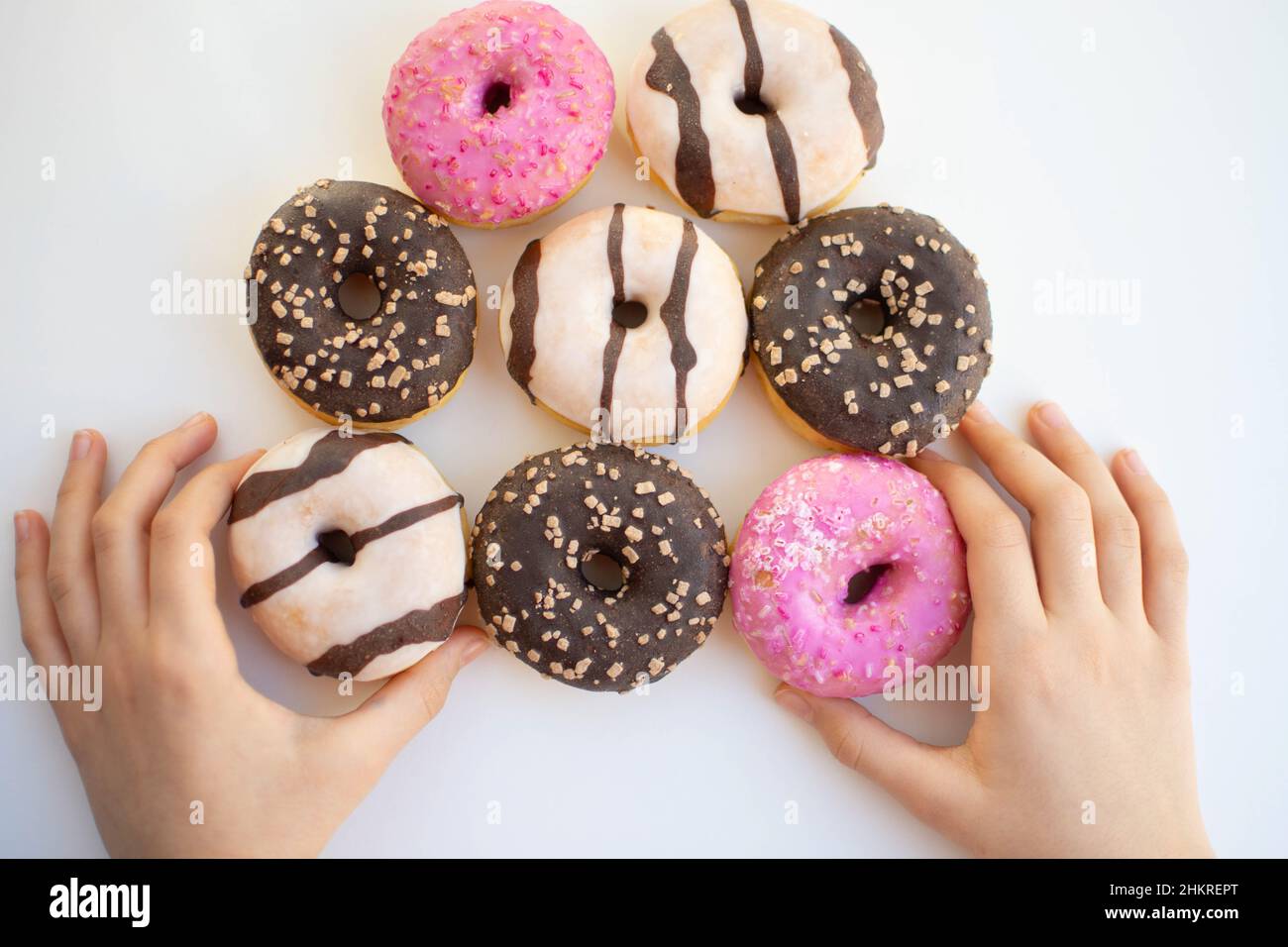 Colorful and sweet glazed donuts Stock Photo