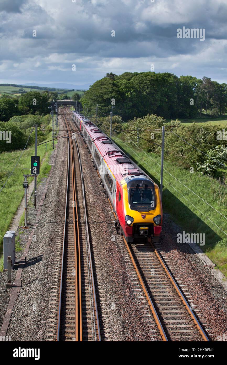 Virgin trains Bombardier class 221 voyager train on the West coast mainline in Cumbria Stock Photo