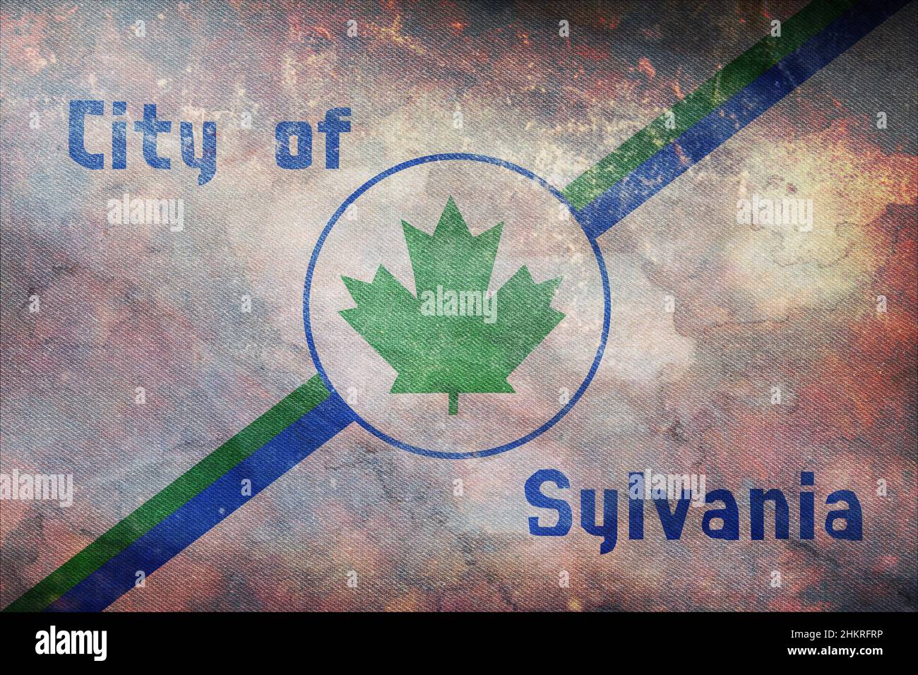 Top view of retro flag of Sylvania, Ohio, untied states of America with