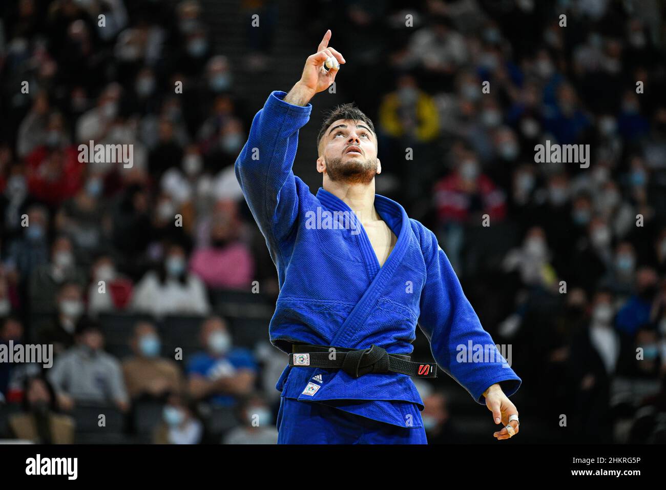Men's -73 kg, Fabio Basile of Italy competes and celebrates during the Paris Grand Slam 2022, IJF World Judo Tour on February 5, 2022 at Accor Arena in Paris, France - Photo Victor Joly / DPPI Stock Photo