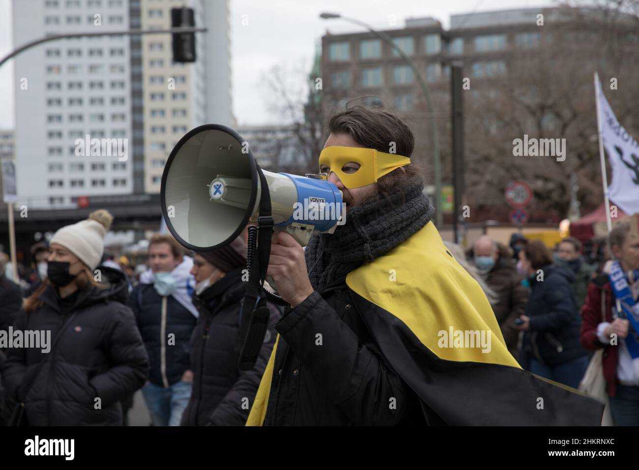 Berlin, Germany. 5th Feb, 2022. Protests against mandatory vaccination in Germany. Anti-vax protesters take to the streets of Berlin on February 5, 2022. (Credit Image: © Michael Kuenne/PRESSCOV via ZUMA Press Wire) Stock Photo