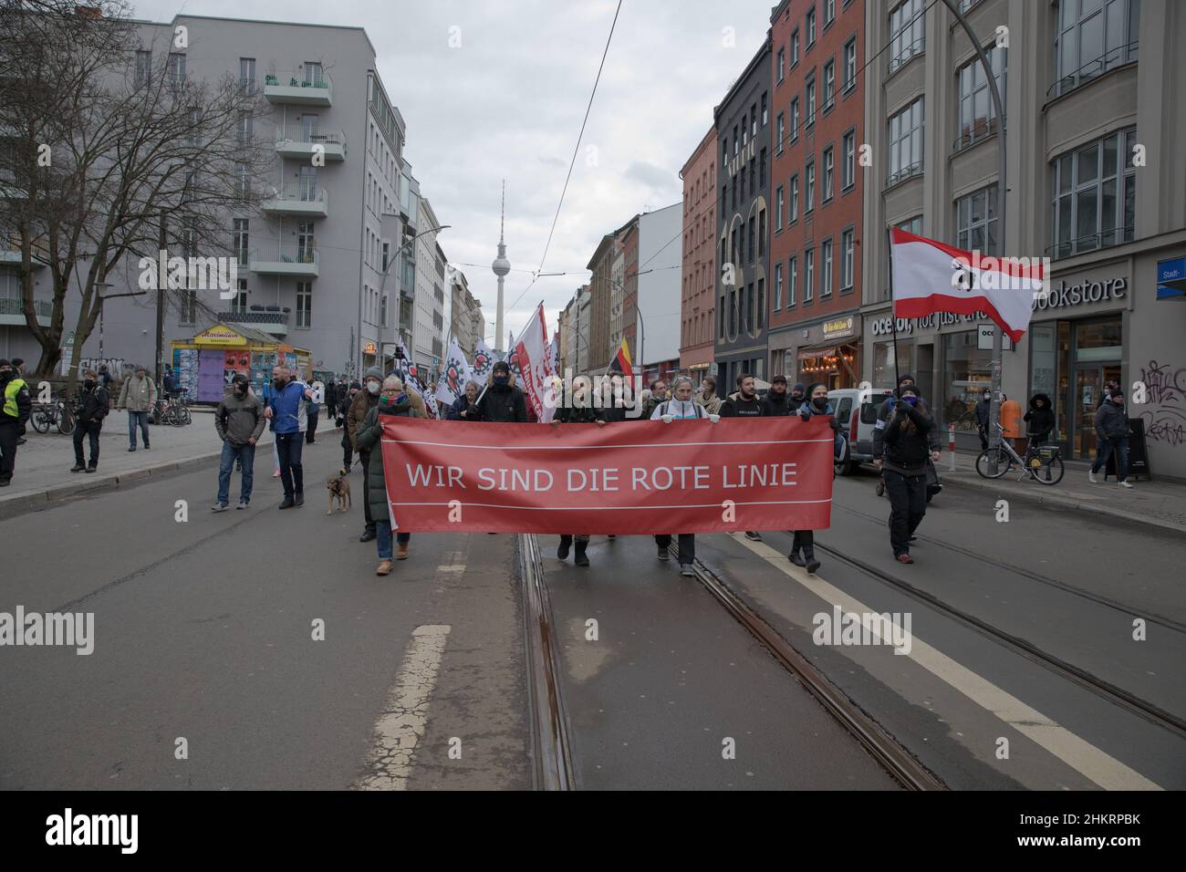 Berlin, Germany. 5th Feb, 2022. Protests against mandatory vaccination in Germany. Anti-vax protesters take to the streets of Berlin on February 5, 2022. (Credit Image: © Michael Kuenne/PRESSCOV via ZUMA Press Wire) Stock Photo