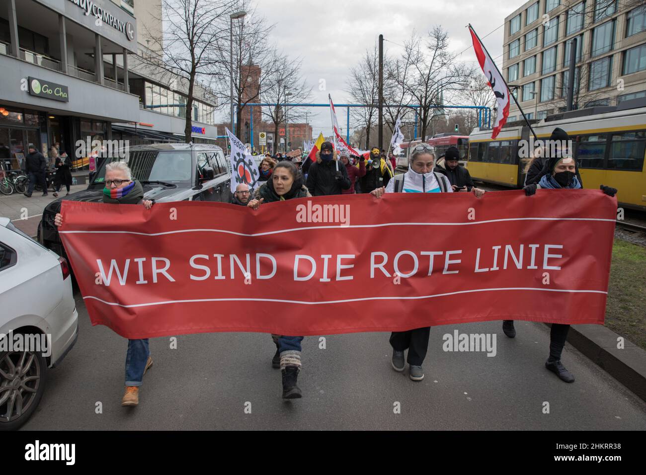 Berlin, Germany. 5th Feb, 2022. Protests against mandatory vaccination in Germany. Anti-vax protesters take to the streets of Berlin on February 5, 2022. (Credit Image: © Michael Kuenne/PRESSCOV via ZUMA Press Wire) Stock Photo