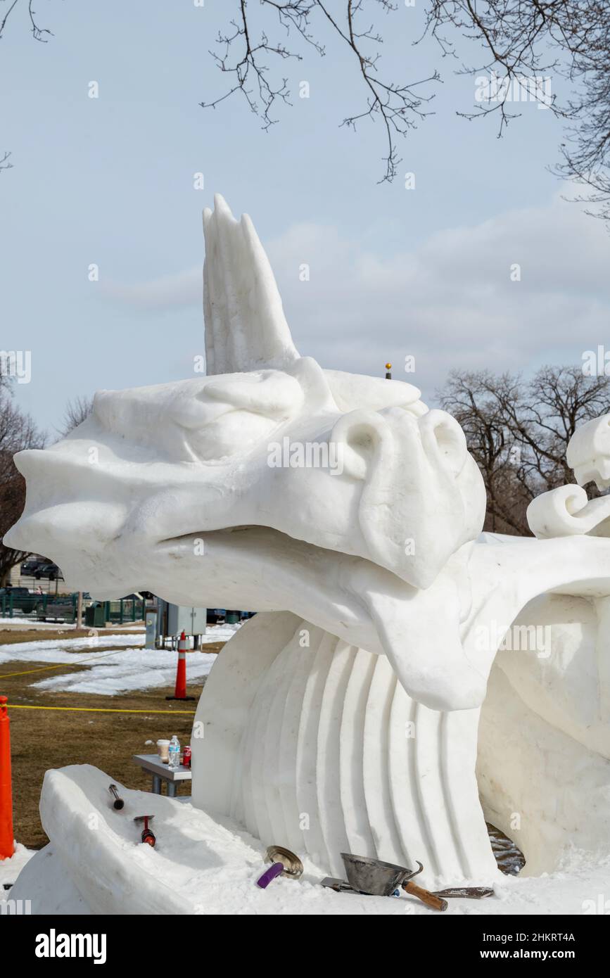 Photograph taken at Winterfest, a winter festival celebrating the cold and ice  sculptures, in Lake Geneva, Wisconsin, USA Stock Photo - Alamy
