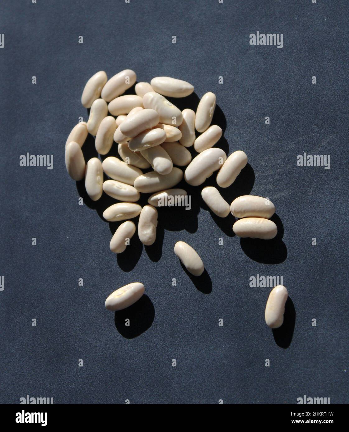 A Pile of Gold Bush Beans on a Gray Background Stock Photo