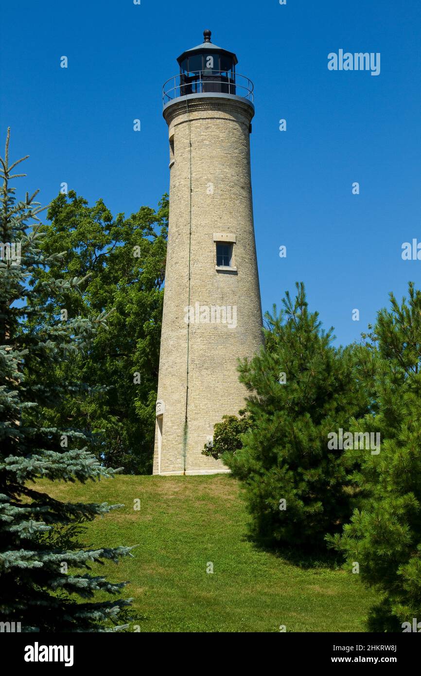 Southport Lighthouse Along Lake Michigan Stock Photo