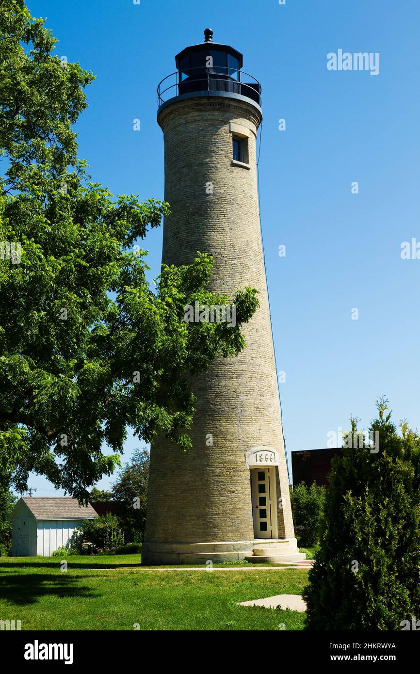 Southport Lighthouse Along Lake Michigan Stock Photo