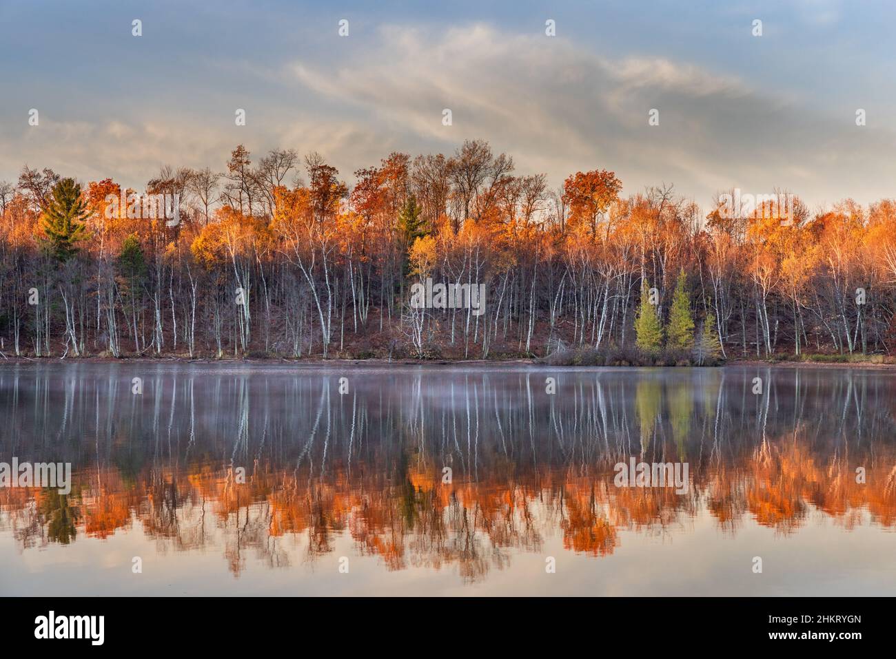 Fall colors on the Chippewa Flowage in northern Wisconsin Stock Photo
