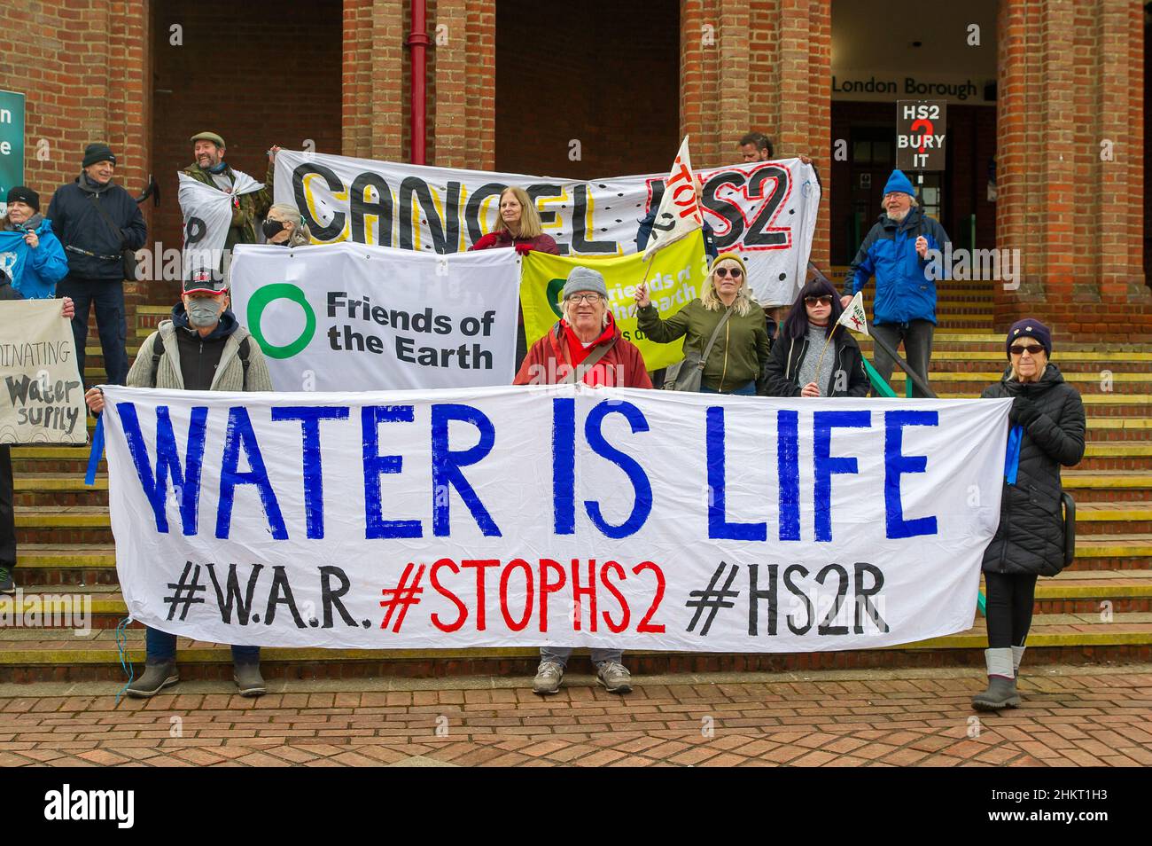 Hs2 Line Protests Uxbridge, London Borough of Hillingdon, UK. 5th February, 2022. A large ...