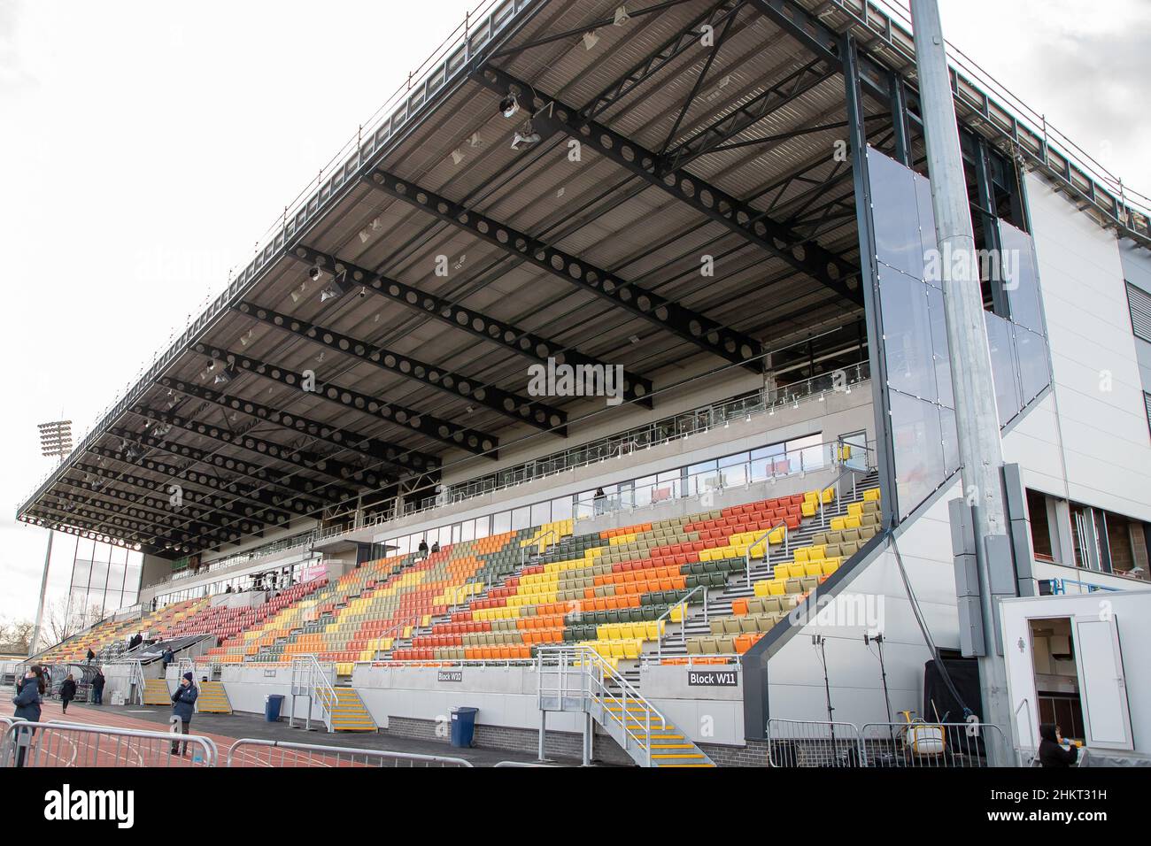 Barnet, United Kingdom. 05th Feb, 2022. Gallagher Premiership Rugby. Saracens V Bath Rugby. StoneX Stadium. Barnet. The New West Stand is open for fans for the first time during the Gallagher Premiership rugby match between Saracens and Bath Rugby. Credit: Sport In Pictures/Alamy Live News Stock Photo