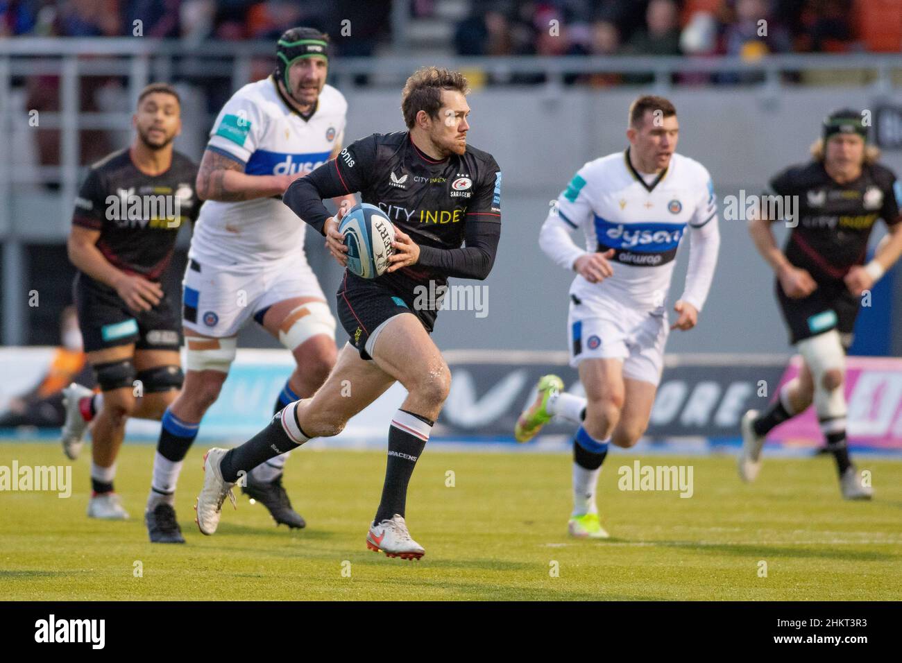Barnet, United Kingdom. 05th Feb, 2022. Gallagher Premiership Rugby. Saracens V Bath Rugby. StoneX Stadium. Barnet. Alex Goode of Saracens during the Gallagher Premiership rugby match between Saracens and Bath Rugby. Credit: Sport In Pictures/Alamy Live News Stock Photo