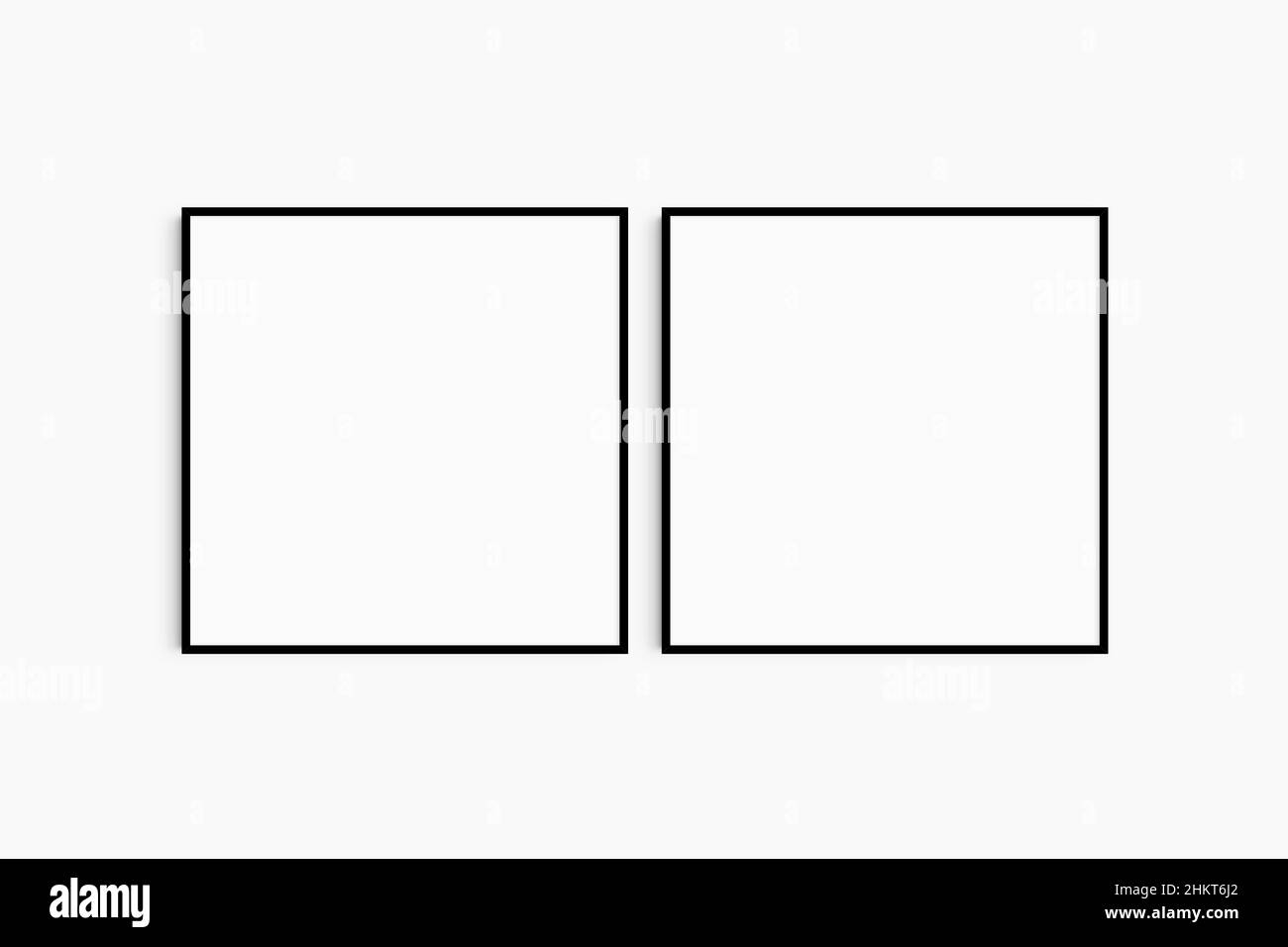Frame mockup 11 square. Set of two thin black square frames. Clean