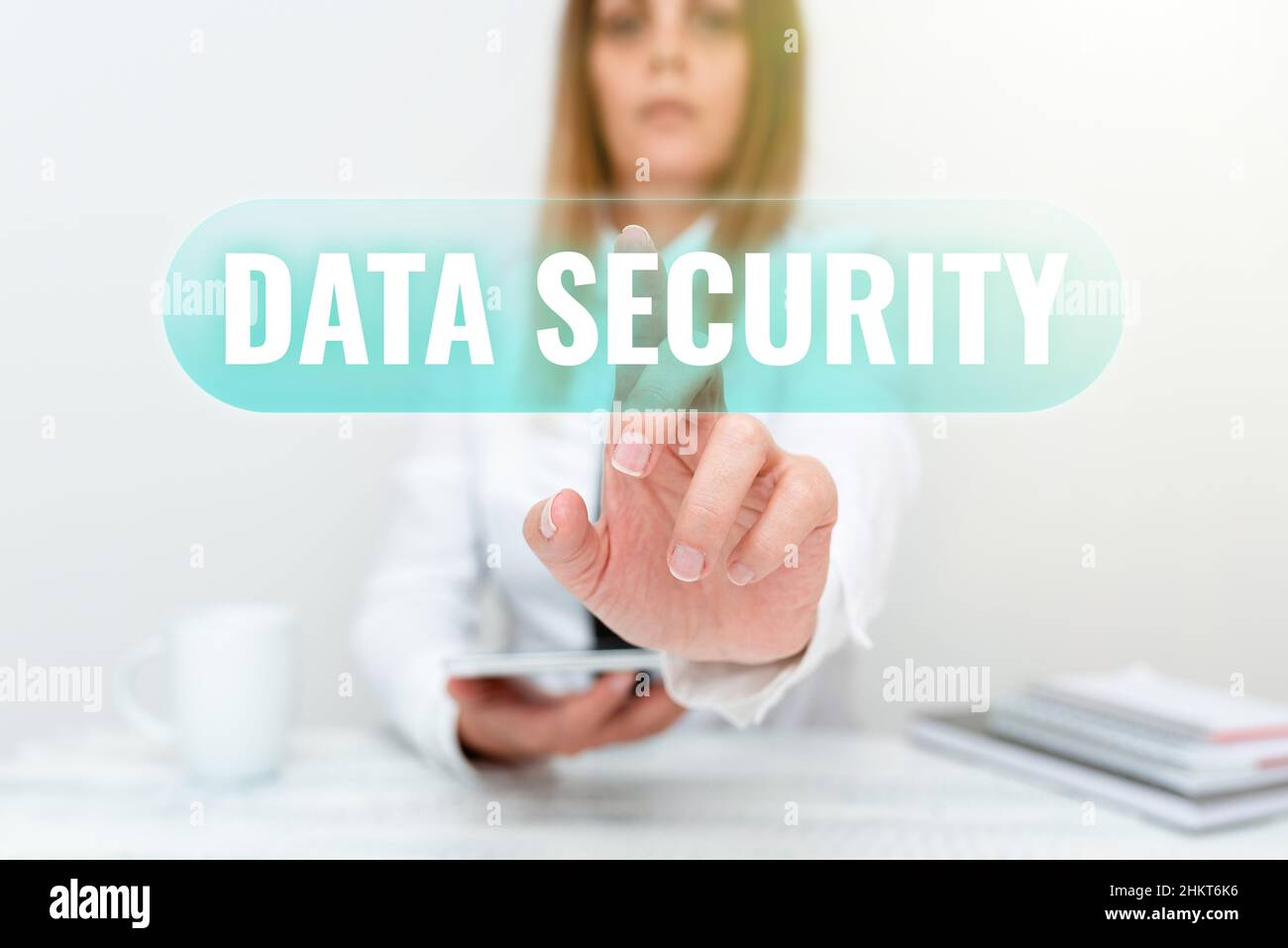 Sign displaying Data Security. Business approach the process of protecting data from unauthorized access Developer Discussing Gadget Upgrade Stock Photo