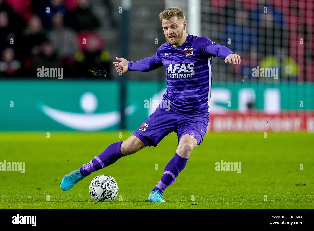 EINDHOVEN, NETHERLANDS - FEBRUARY 5: Fredrik Midtsjo of AZ Alkmaar during  the Dutch Eredivisie match between PSV Eindhoven and AZ Alkmaar at Philips  Stadion on February 5, 2022 in Eindhoven, Netherlands (Photo