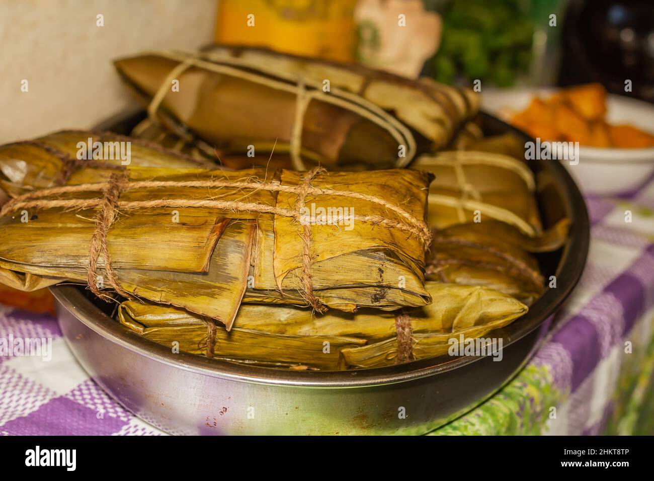 Closeup shot of Tamale wrapped in banana leaf Stock Photo Alamy