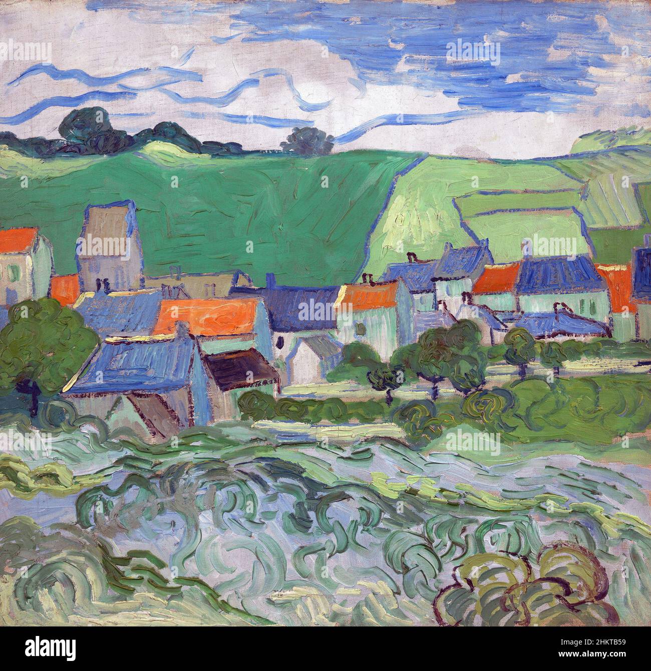 Houses in Auvers by Vincent Van Gogh 1890. Van Gogh Museum in Amsterdam, Netherlands Stock Photo