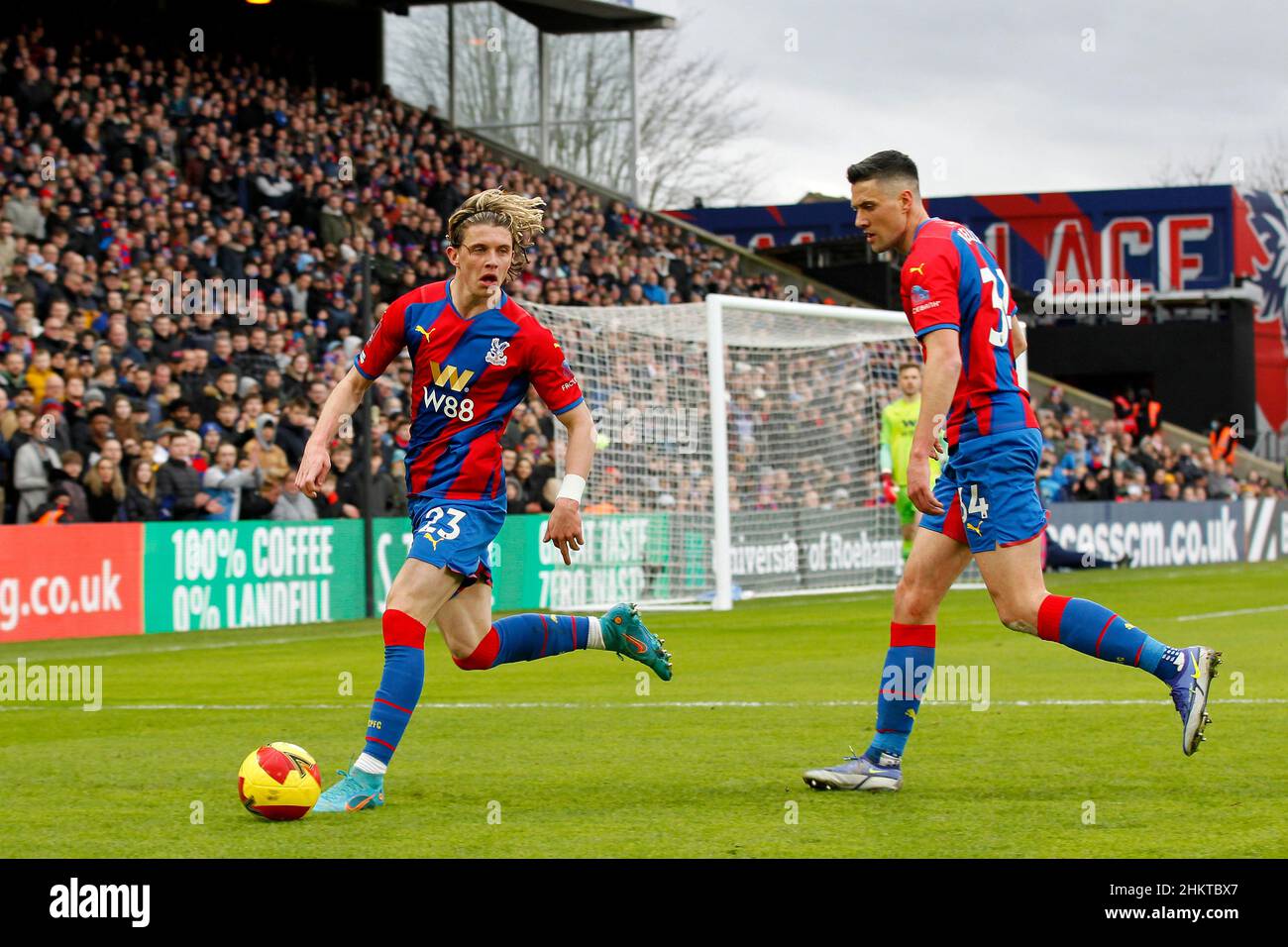 Conor Gallagher #23 of Crystal Palace and Martin Kelly #34 of Crystal Palace Stock Photo