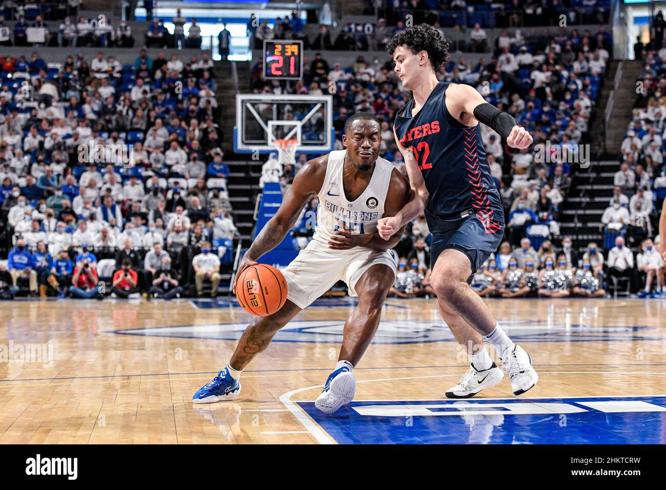 February 05, 2022 Dayton Flyers forward Mustapha Amzil (22) tries to