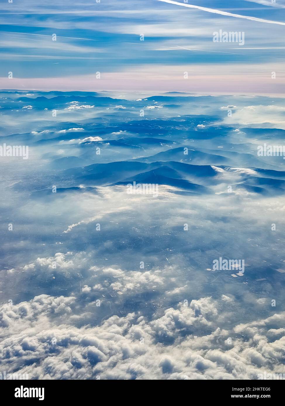 Aerial view of the Tatra Mountains above the clouds, Poland Stock Photo ...