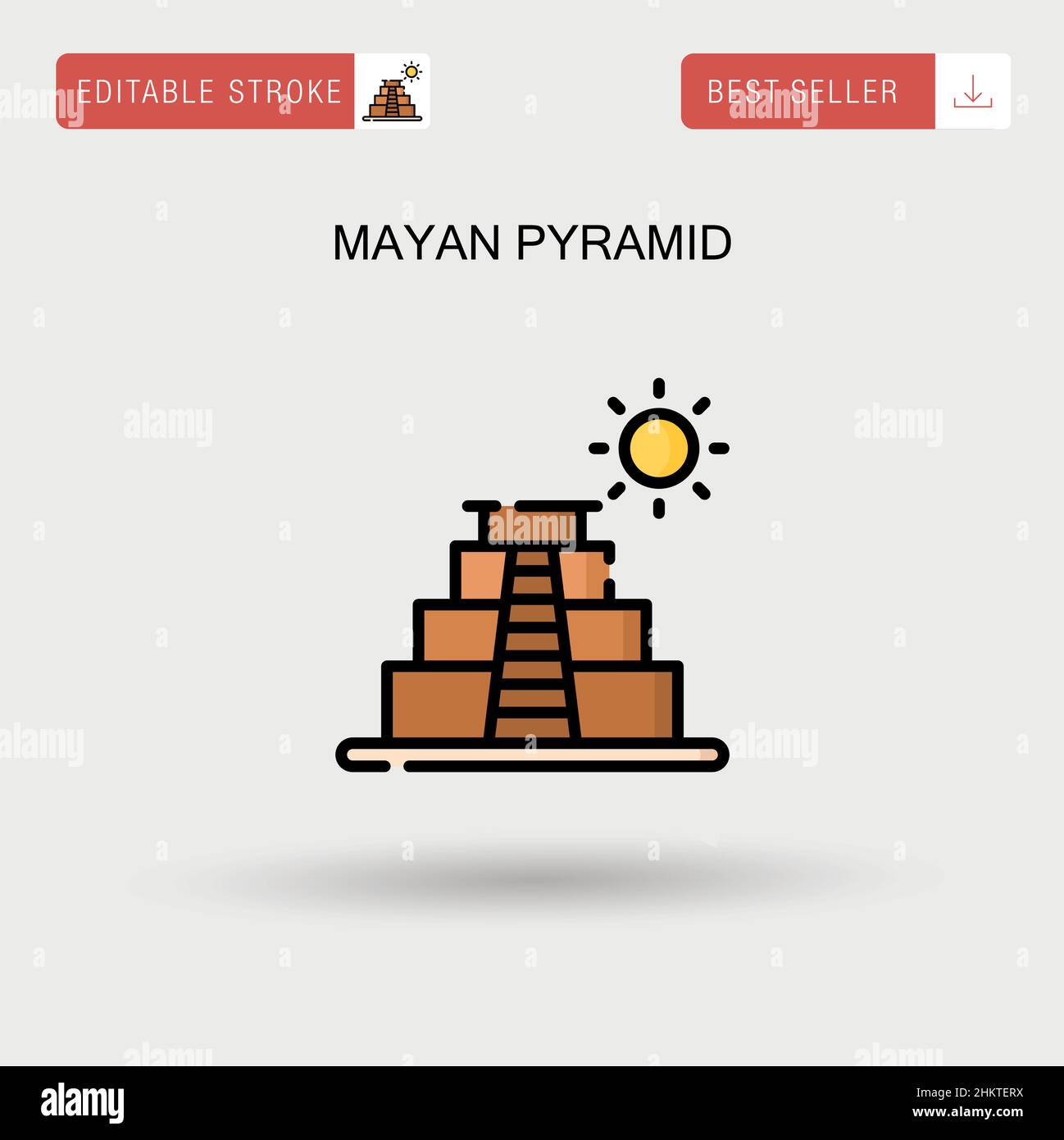 Mayan pyramid Simple vector icon. Stock Vector
