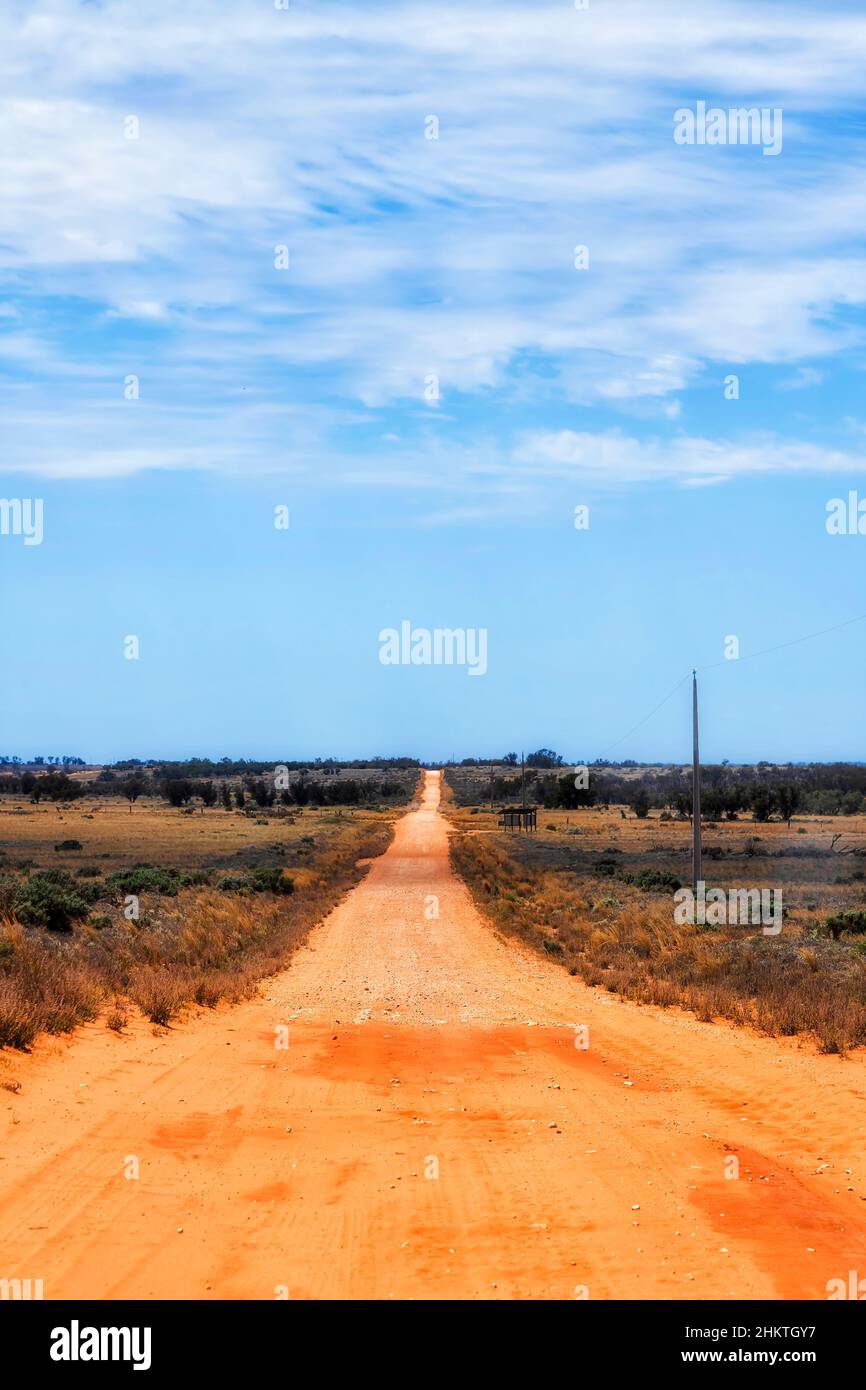 Remote unsealed clay road in Lake Mungo national road of outback