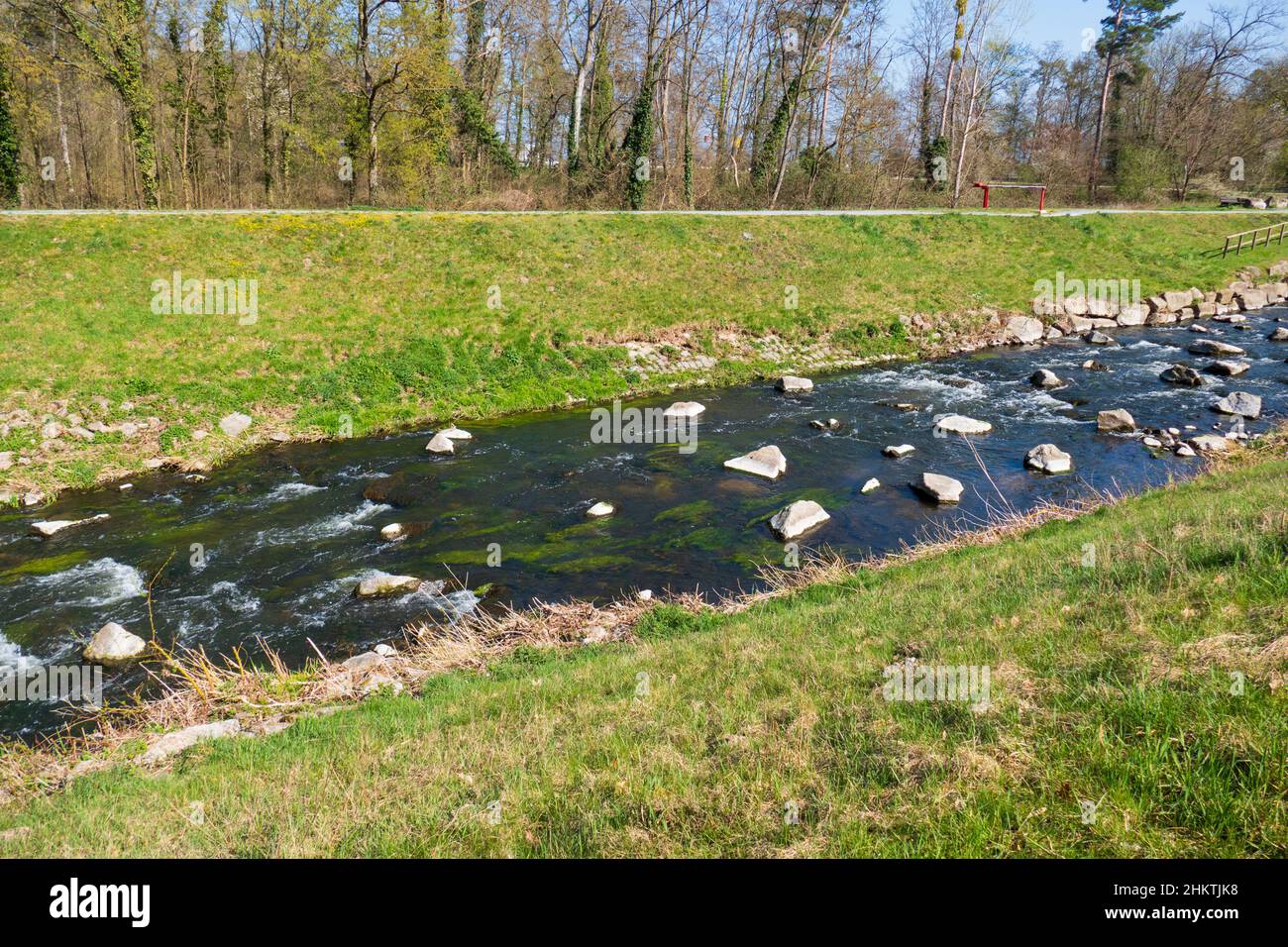 Sandbach Überlauf Kanal bei Iffezheim Richtung Hügelsheim Stock Photo