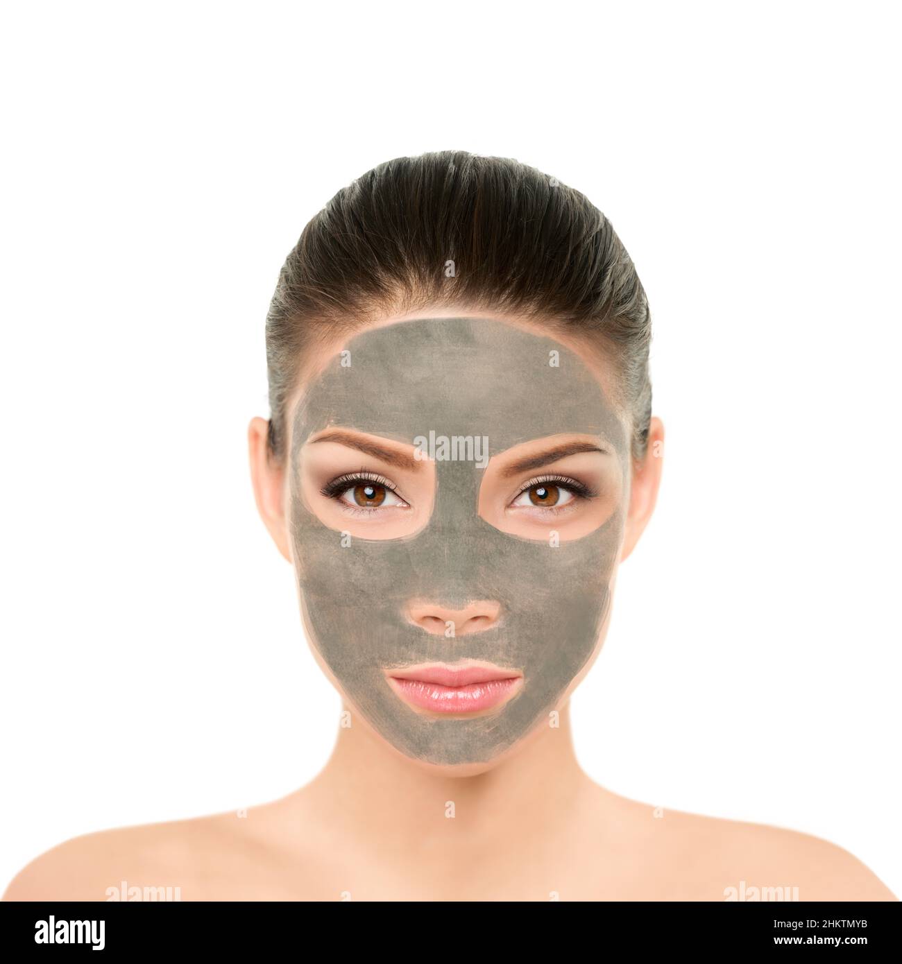 Clay mask purifying mud facial treatment for women. Asian beauty