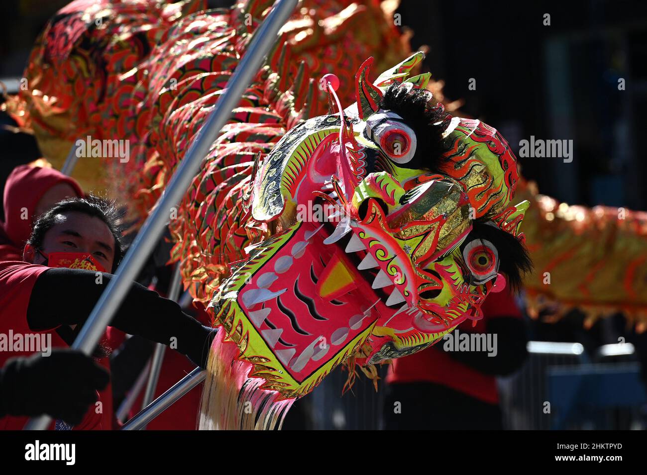 Celebrating the “Year of the Tiger”, a dancing dragon performs in the ...