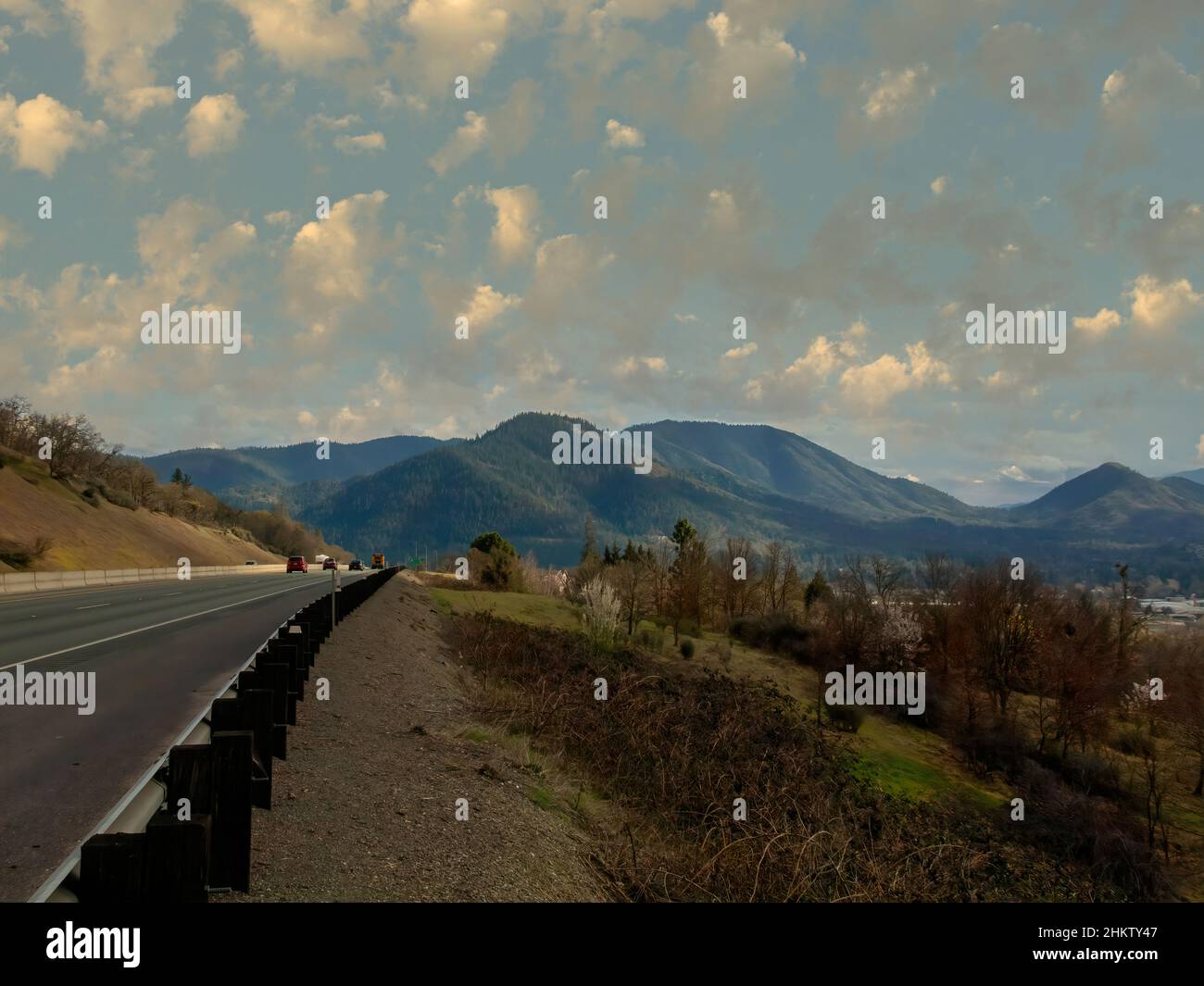 Cloudy sky over freeway in southern Oregon at Grants Pass Stock Photo ...