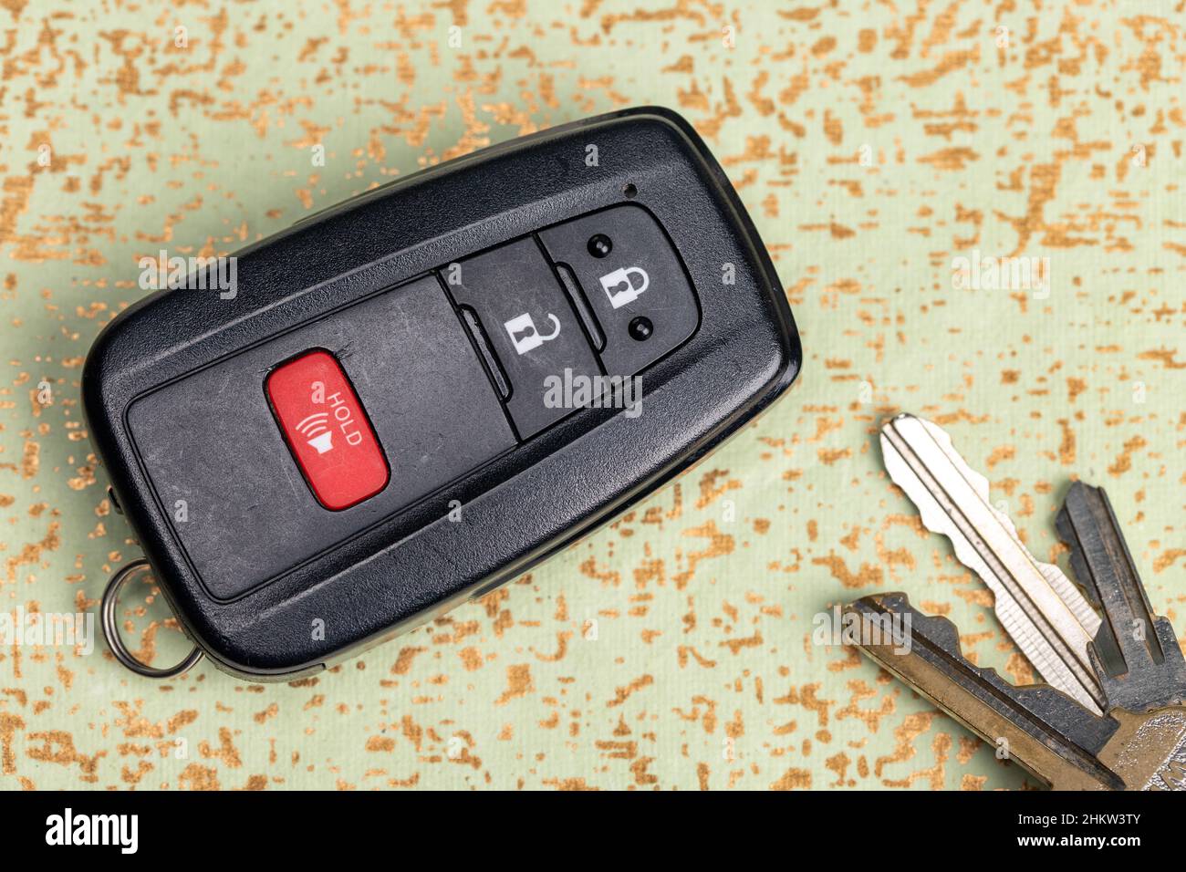 Remote key fob to start, stop, lock and unlock a vehicle Stock Photo