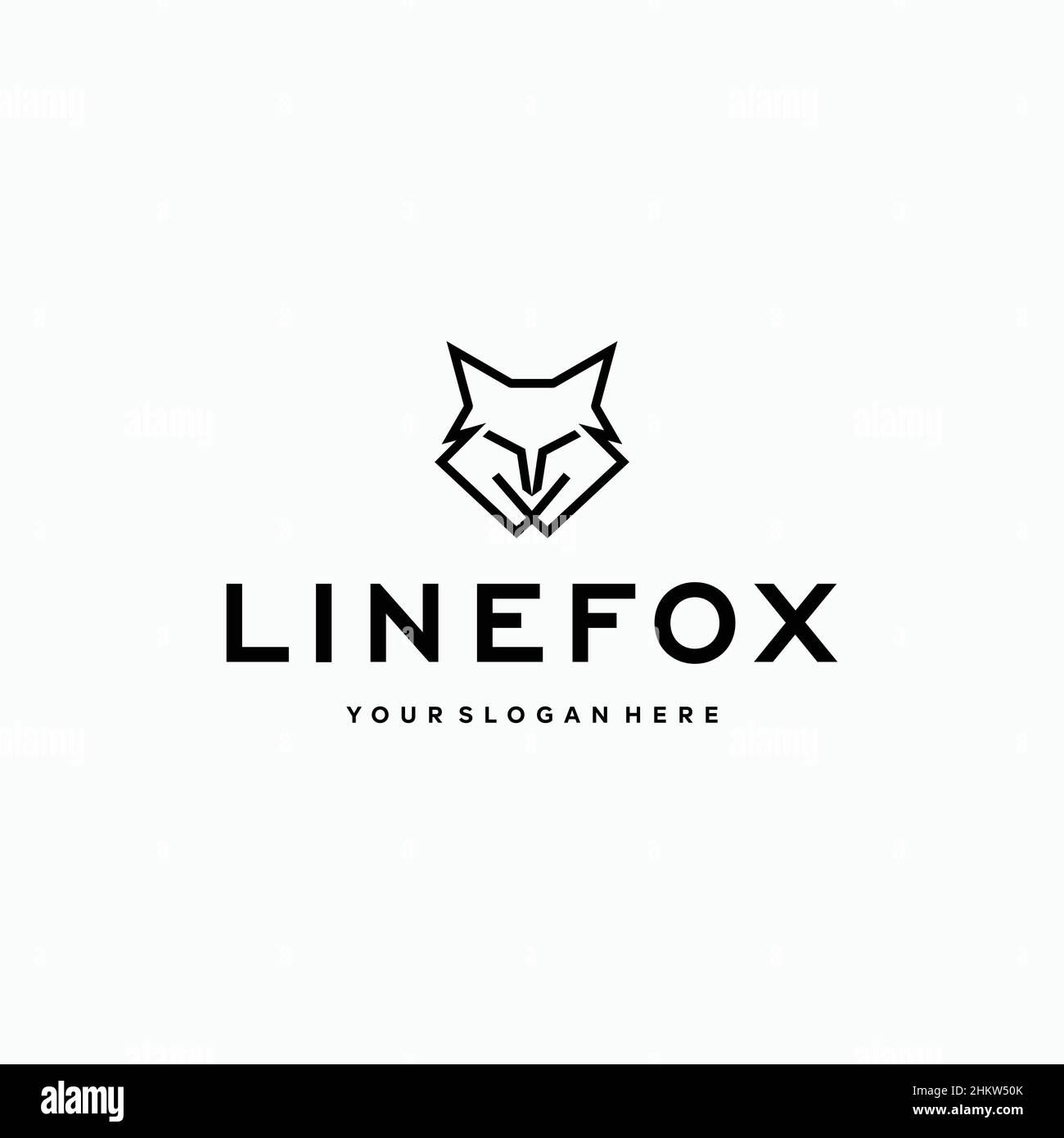 minimalist simple LINEFOX animals logo design Stock Vector