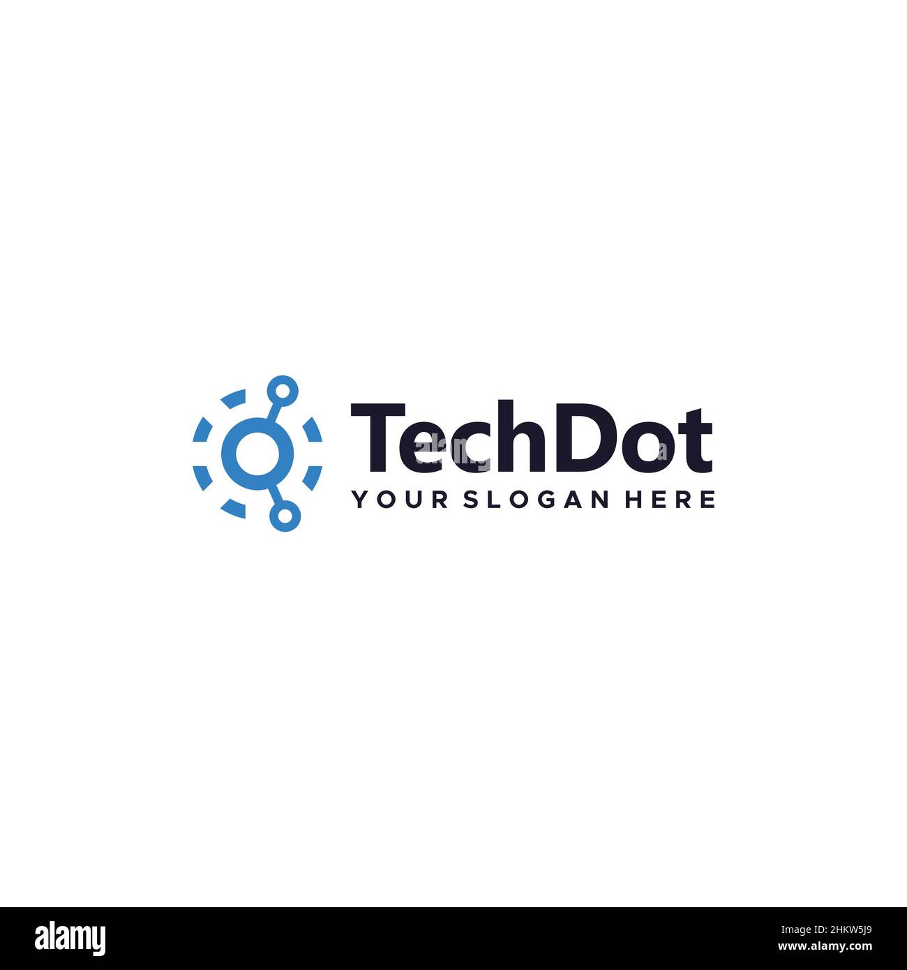 minimalist TechDot circuit circle logo design Stock Vector