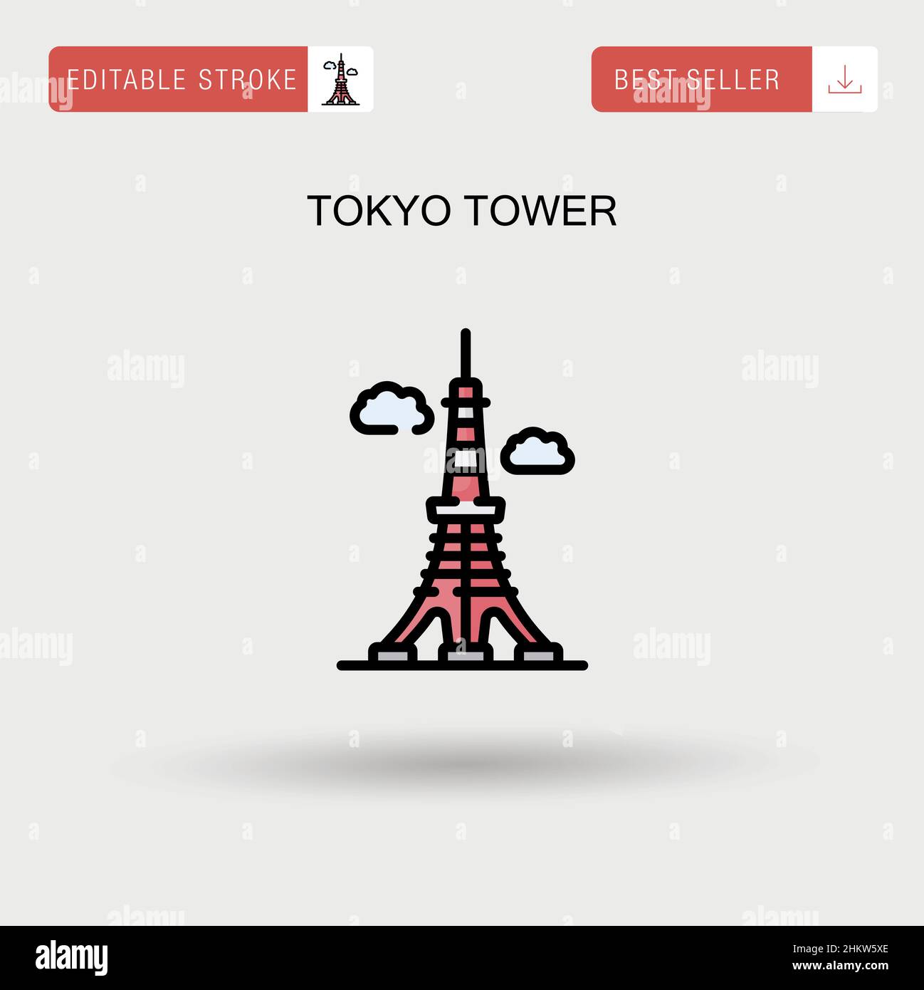 Tokyo tower Simple vector icon. Stock Vector