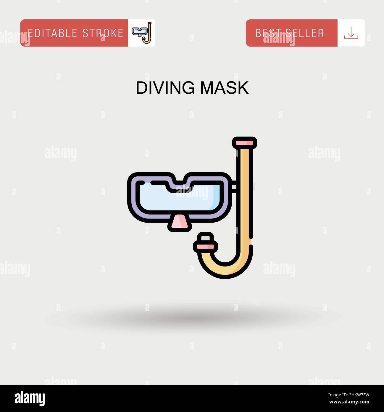 Diving mask Simple vector icon. Stock Vector