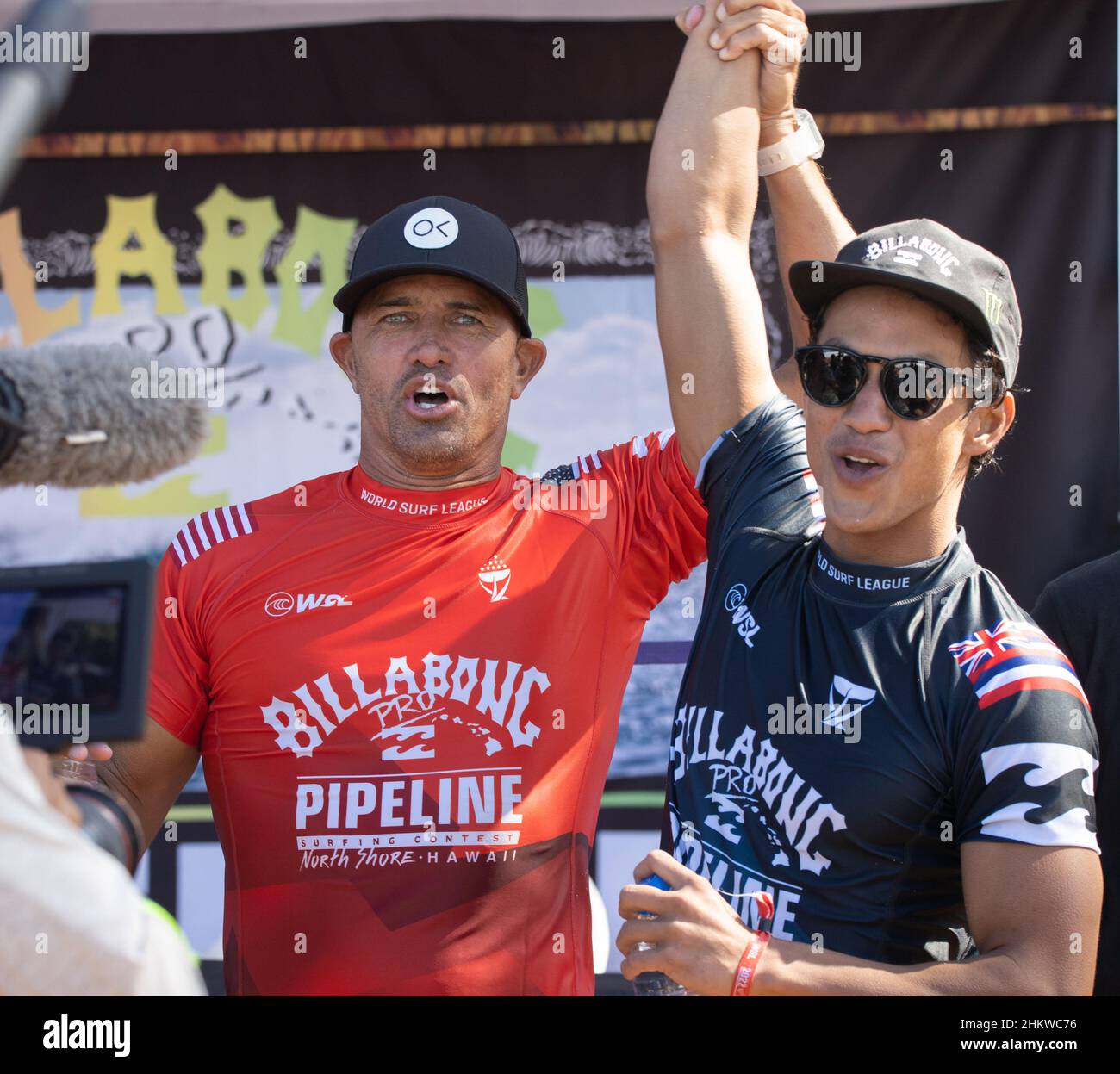 Haleiwa, HI, USA. 5th Feb, 2022. Kelly Slater pictured as he wins the Billabong Pro Pipeline