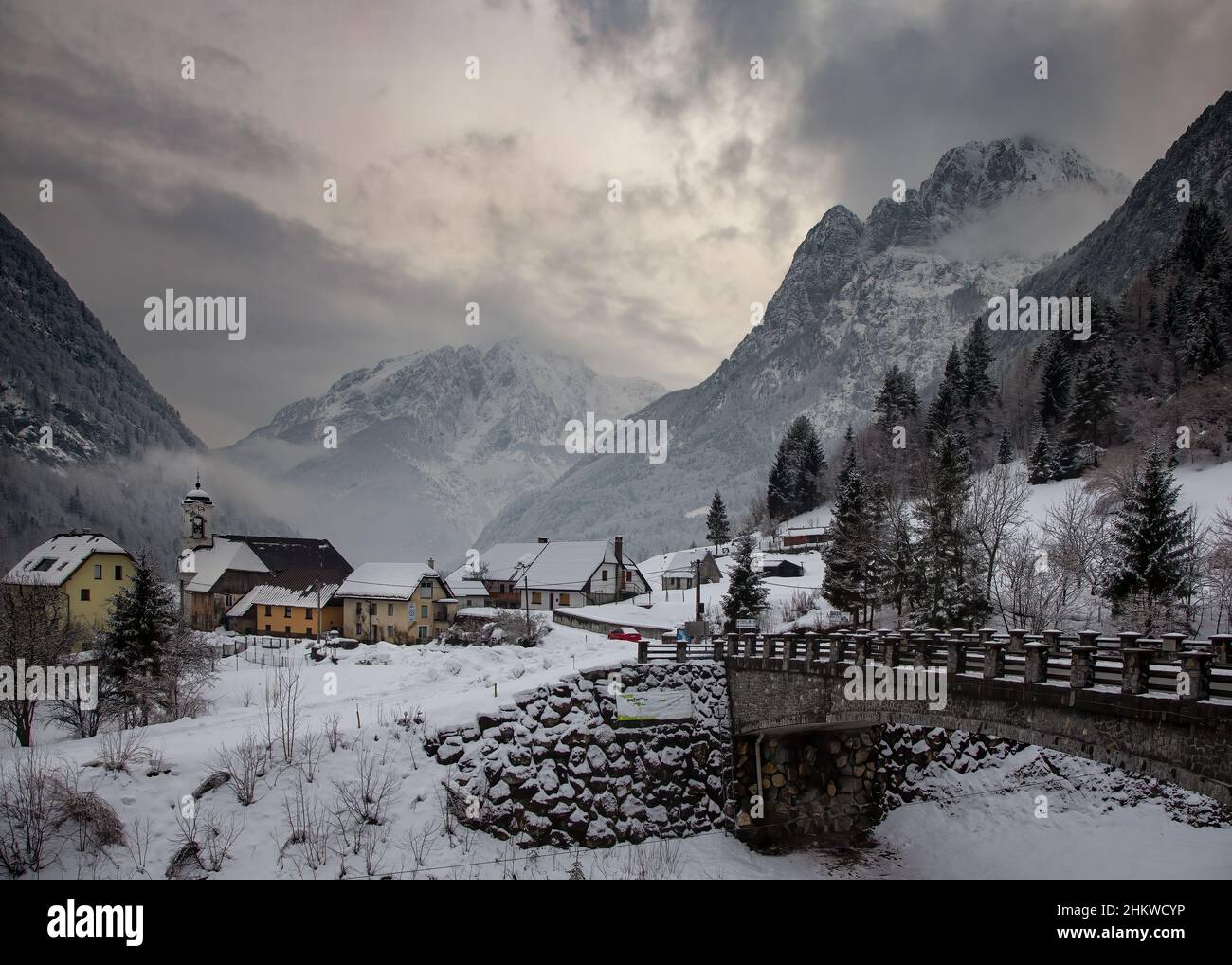 Snow scenes in Slovenia Stock Photo