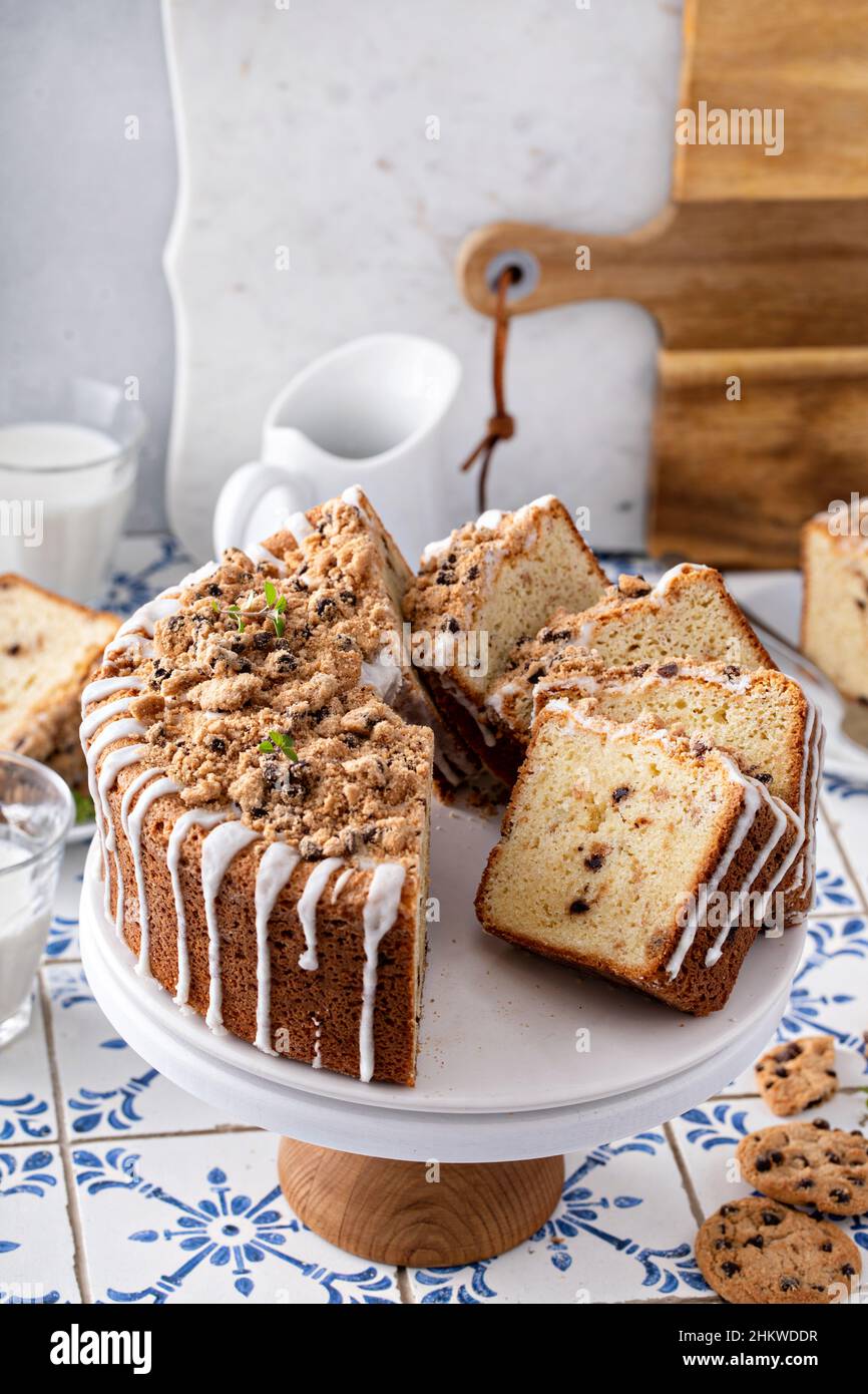 Chocolate chip cookie pound cake made in a tube pan Stock Photo Alamy