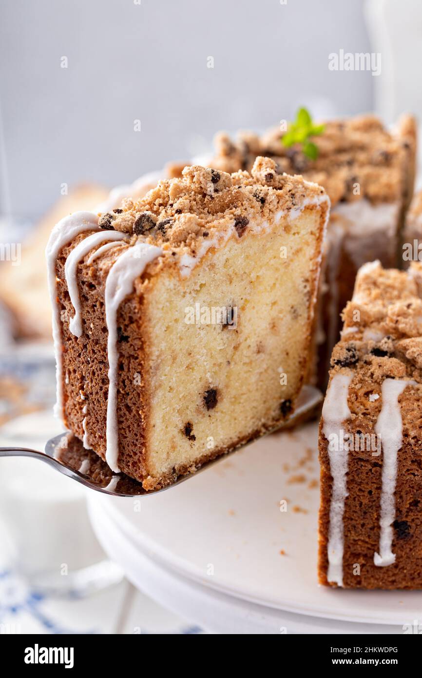 Chocolate chip cookie pound cake made in a tube pan Stock Photo Alamy