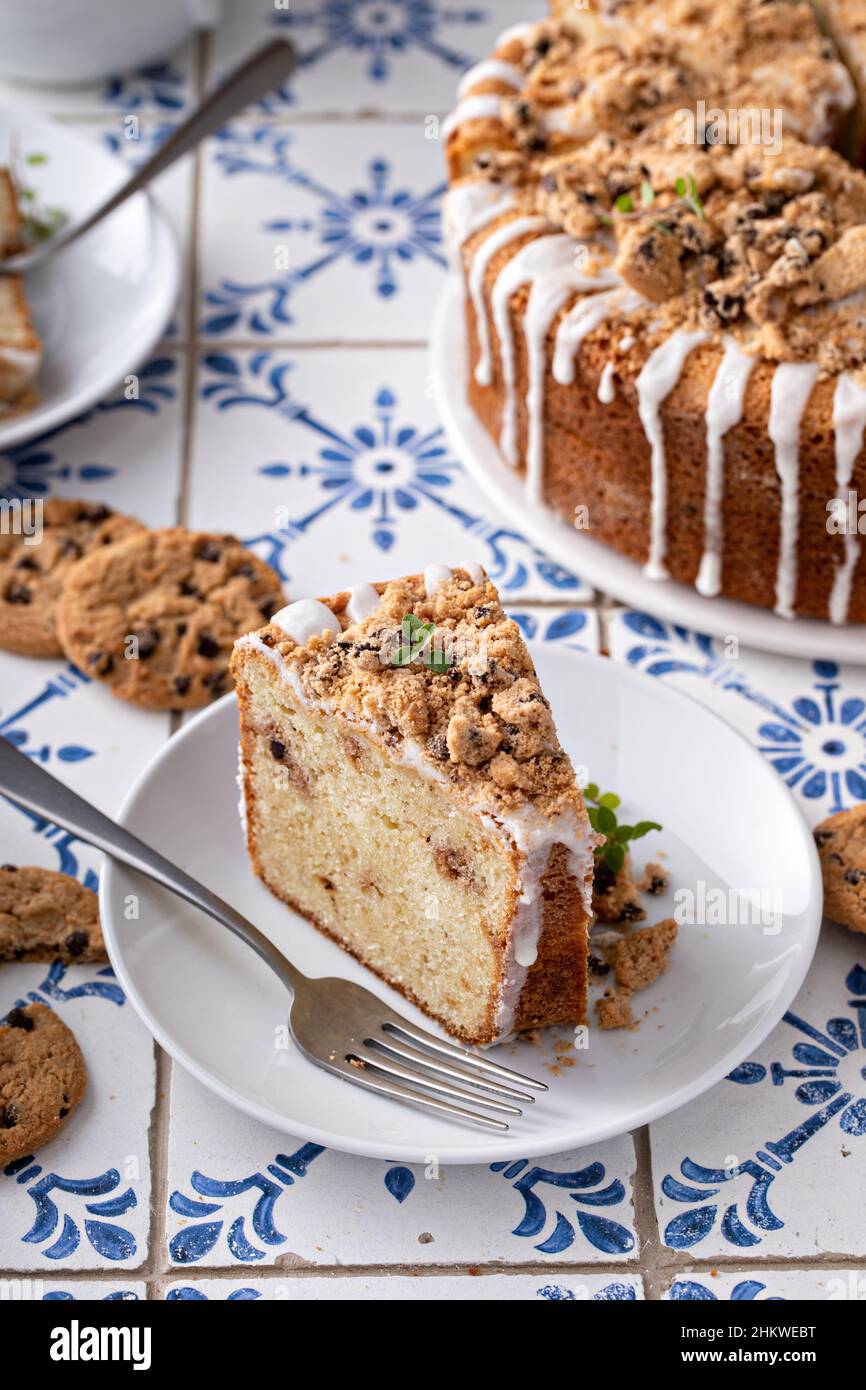 Chocolate chip cookie pound cake made in a tube pan Stock Photo Alamy