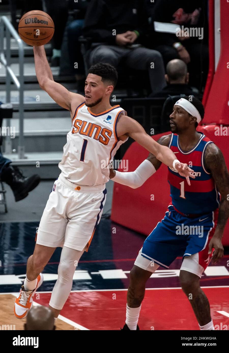 Phoenix Suns first-round basketball draft pick and former Kentucky guard Devin  Booker is introduced, Friday, June 26, 2015, in Phoenix. (AP Photo/Matt  York Stock Photo - Alamy