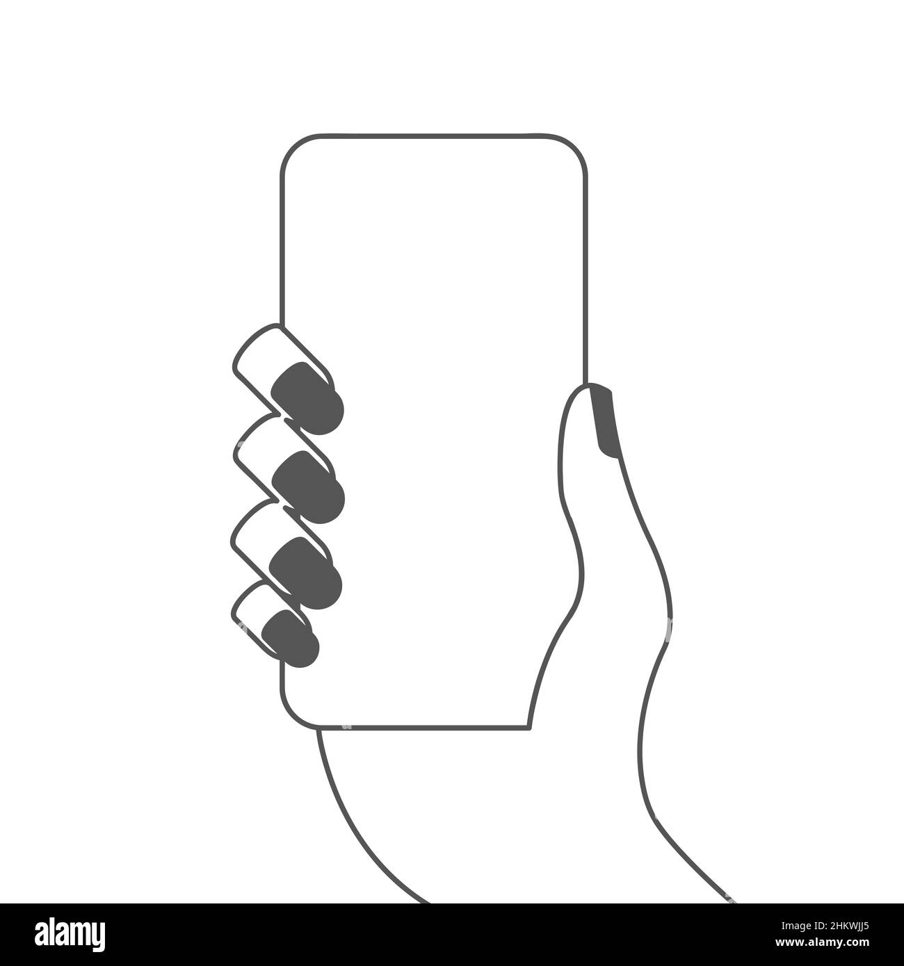 Female Hand Holding A Smartphone With Blank Screen Black Manicure female-hand-holding-a-smartphone-with-blank-screen-black-manicure