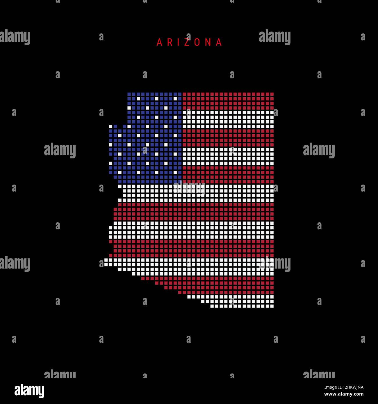 Square dots pattern map of Arizona. Dotted pixel map with american ...