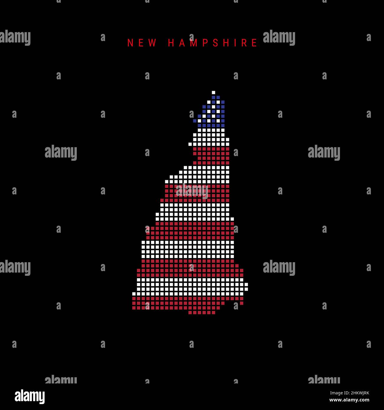 Square dots pattern map of New Hampshire. Dotted pixel map with ...