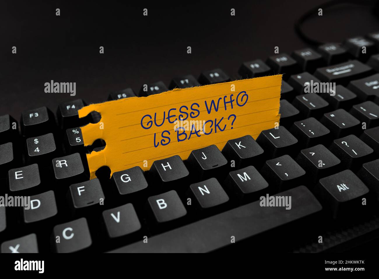 Handwriting text Guess Who Is Back. Concept meaning Game surprise