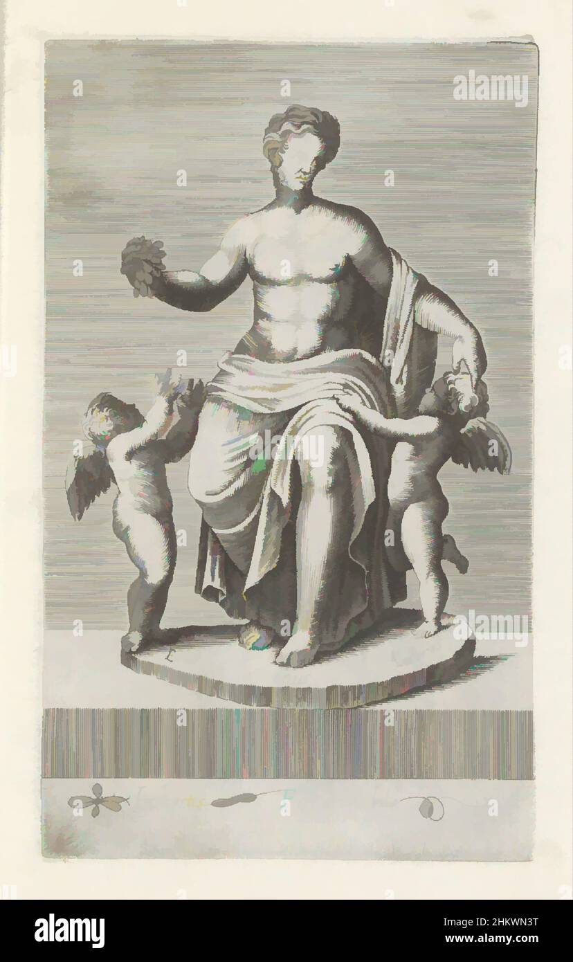 Art inspired by Sculpture group with Venus between Eros and Anteros, Antique sculptures in Rome (series title), Antiquarum statuarum urbis Romae quae in publicis locis visuntur icones (series title), Caption in Latin. Print is part of an album., print maker:, publisher: Andrea Vaccari, Classic works modernized by Artotop with a splash of modernity. Shapes, color and value, eye-catching visual impact on art. Emotions through freedom of artworks in a contemporary way. A timeless message pursuing a wildly creative new direction. Artists turning to the digital medium and creating the Artotop NFT Stock Photo
