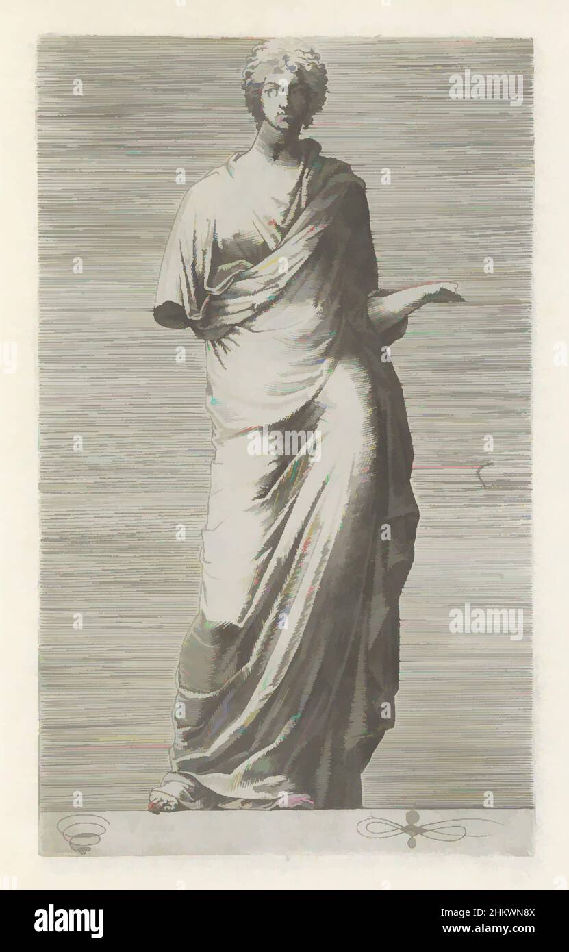 Art inspired by Sculpture of Urania, muse of astronomy, Urania musa in Capitolio, Antique sculptures in Rome (series title), Antiquarum statuarum urbis Romae quae in publicis locis visuntur icones (series title), Caption in Latin. Print is part of an album., print maker:, publisher, Classic works modernized by Artotop with a splash of modernity. Shapes, color and value, eye-catching visual impact on art. Emotions through freedom of artworks in a contemporary way. A timeless message pursuing a wildly creative new direction. Artists turning to the digital medium and creating the Artotop NFT Stock Photo