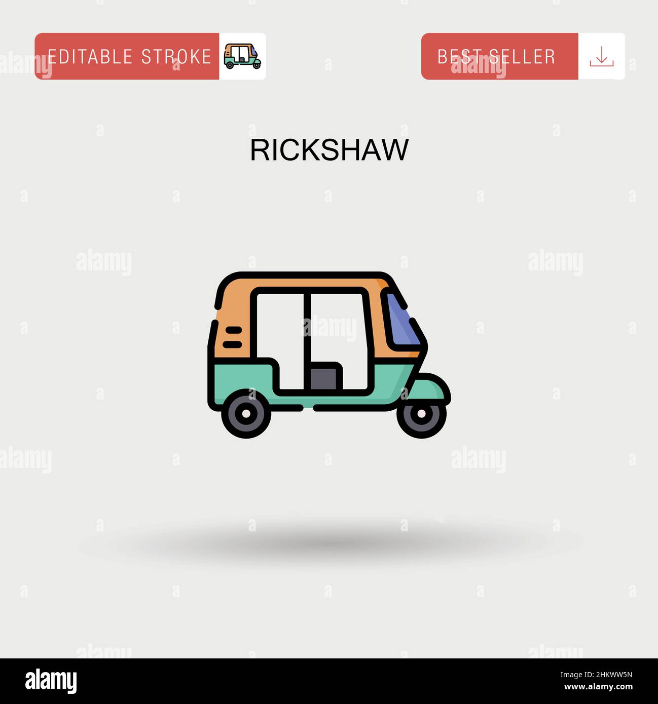 Rickshaw Simple vector icon. Stock Vector