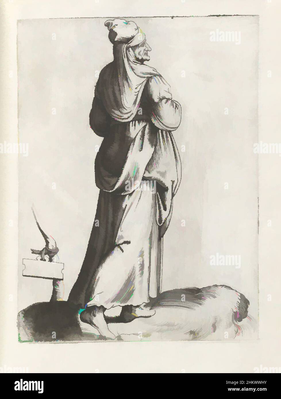 Art inspired by Spanish peasant woman, Diversarum gentium nostrae aetatis habitus (series title), Spanish peasant woman (Hispania rustica), to the right. Untitled print from album 'Diversarum gentium nostrae aetatis habitus'., print maker: Enea Vico, Venice, in or before 1558, paper, Classic works modernized by Artotop with a splash of modernity. Shapes, color and value, eye-catching visual impact on art. Emotions through freedom of artworks in a contemporary way. A timeless message pursuing a wildly creative new direction. Artists turning to the digital medium and creating the Artotop NFT Stock Photo