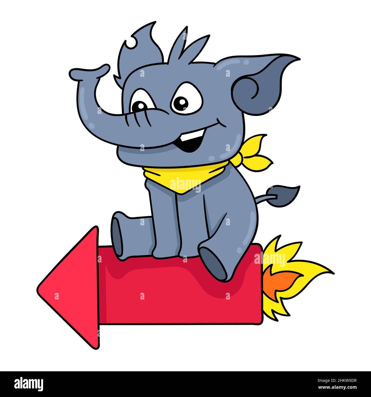 elephant sitting on a flying rocket Stock Vector
