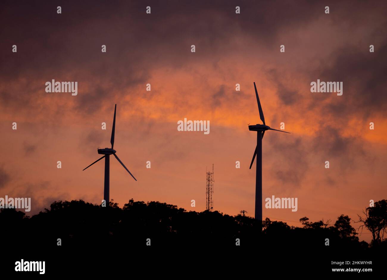 Wind turbines on Milman Hill Thursday Island Stock Photo